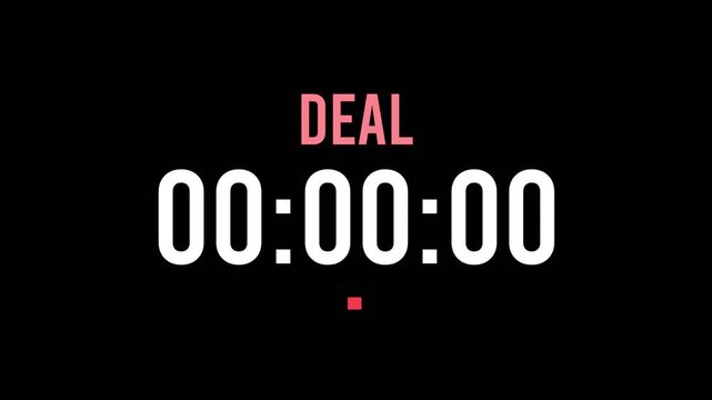 Deal is about to happen soon. Upcoming deal, approaching in the near future. Deal almost here, in a short time - a countdown timer counting seconds the this event.