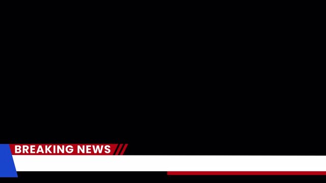 Live Television News Banner Animation with Bold Red Headline Panel, White Information Bar and Repeating Broadcast Indicators for Breaking Updates