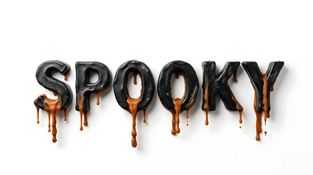 Spooky text with dripping blood effect for Halloween.
