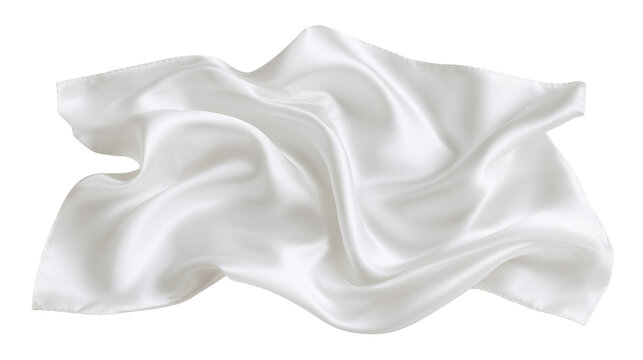 White silk fabric scarf isolated on transparent background