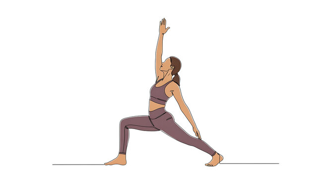 Yoga Woman Exercising in a Graceful Stretching Pose a Minimalist Continuous Line Art Illustration for Fitness and Wellness Concepts
