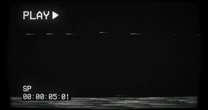 Retro VHS Playback with Timestamp and Recording Indicator Over Dark Background