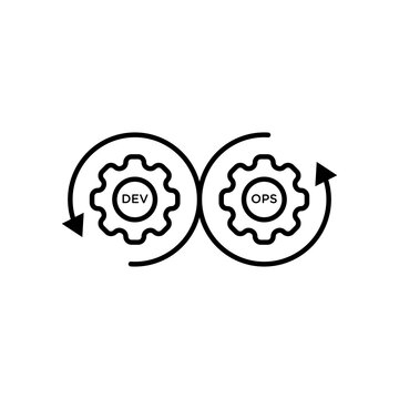 Dev ops icon flat outline in black