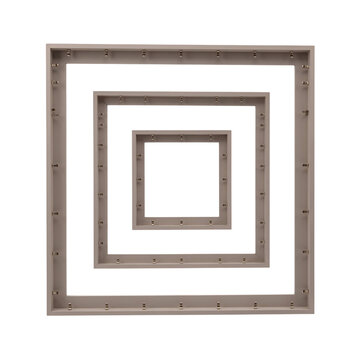 Three nested square frames with small pegs, isolated cutout