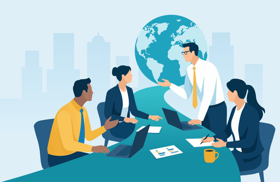 International goal and business strategy. Plan to the international success. Vector illustration.
