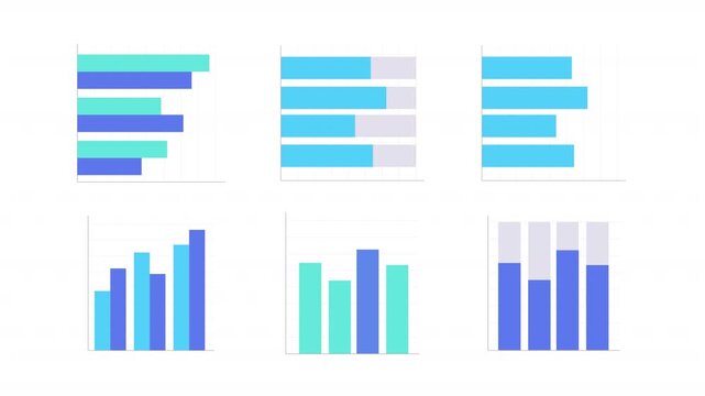 Commercial information comparison ui dashboard chart animation set. Business performance analytics. Marketing process. Animated pitch deck. Graph presentation slides HD video. Data visualization