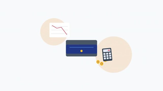 Animation showing business financial losses and declining charts