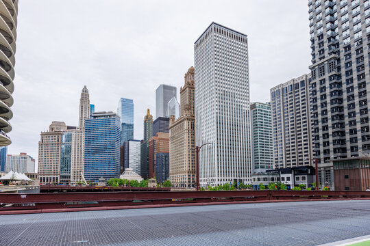 Vibrant view of Chicago downtown skyline under a summer sky