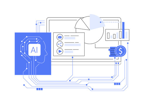 AI-Enhanced Content Performance Analytics abstract concept vector illustration.
