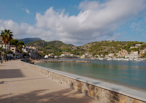 Empty promenade at Soller Port