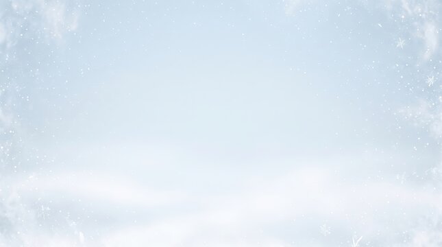 A serene christmas blue background features a gentle gradient and soft falling snow, creating a beautiful winter wonderland texture with ample copy space for festive designs.