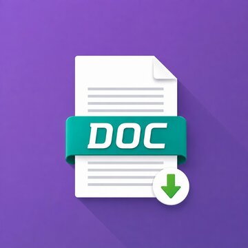 Download button on document icon with doc text