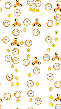 Seamless pattern of clocks and fidget spinners
