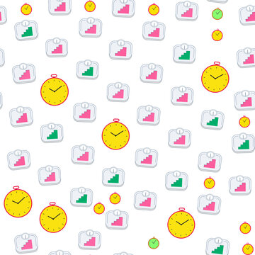 Seamless pattern of clocks and scales with graphs