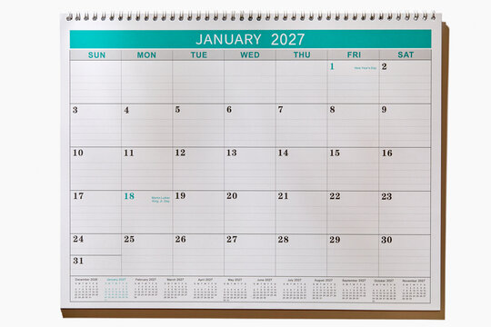 Blank January 2027 calendar