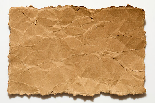 Torn wrinkled paper on white background