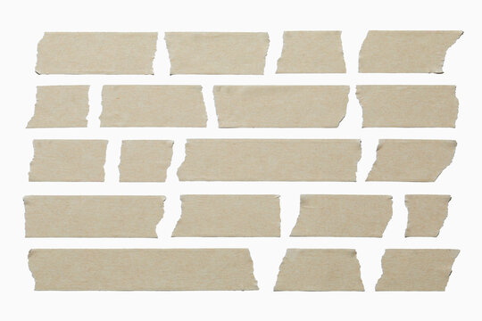Multiple strips of tape on white background