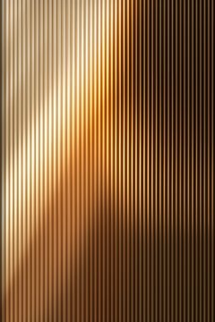 Closeup of golden ribbed texture with soft light