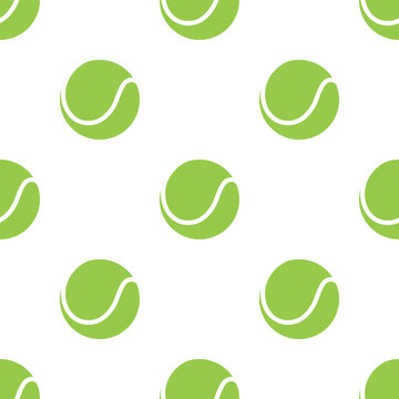Tennis Ball Pattern, Vector Illustration. Tennis Ball Seamless Pattern with Green Balls. Tennis Ball Pattern on White Background for Sports Fabric, Wallpaper, Textile, Wrapping Paper, Surface Design