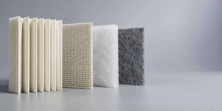 Industrial Filter Media Samples With Pleated and Woven Materials