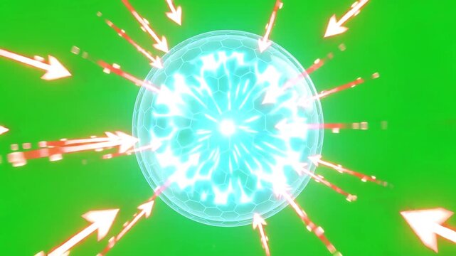 Futuristic Energy Shield Deflecting Red Attacks on Green Screen - Cyber Security Concept