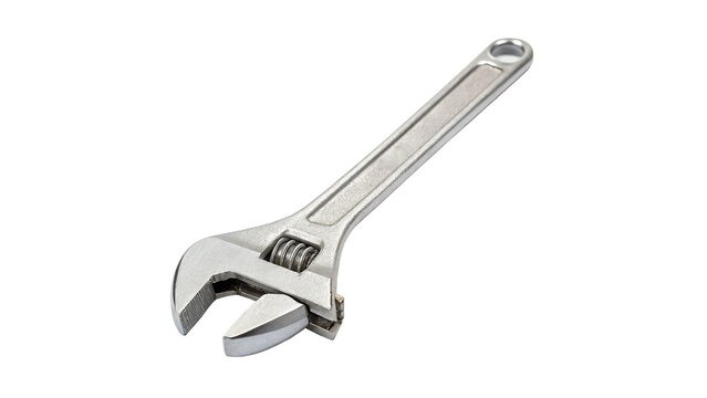 Classic metallic adjustable wrench spanner hardware repair tool isolated on transparent background