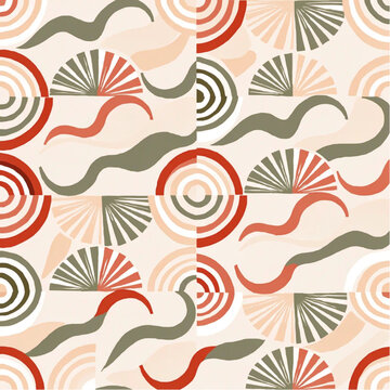 Minimalist Boho Arches and Radiant Sunburst Seamless Pattern Vector
