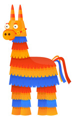 Naklejka premium Lama pinata in traditional mexican style. Handmade paper animal