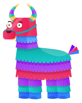 Paper bull party decoration. Funny colorful pinata