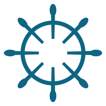 Helm blue icon. Nautical travel navigation symbol