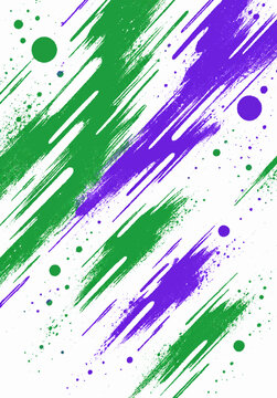 Green and purple diagonal brush stroke pattern on white background