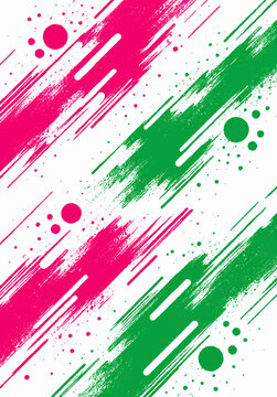 Pink and green diagonal brush stroke pattern on white background