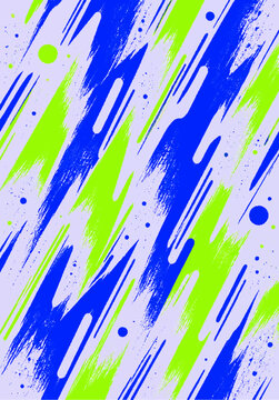 Blue and lime neon brush stroke pattern on lavender background