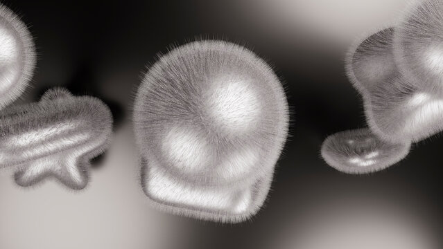Close-up illustration of hairy mold fungus colonies with spores