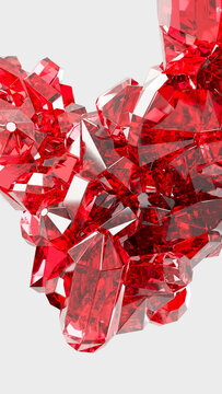 Cluster of faceted red crystals digital illustration