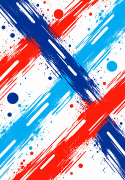 Red and blue crossed brush stroke pattern on white background
