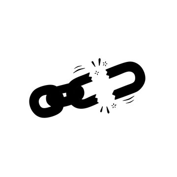 Broken chain vector icon symbol of freedom, liberation, breaking rules, and overcoming obstacles