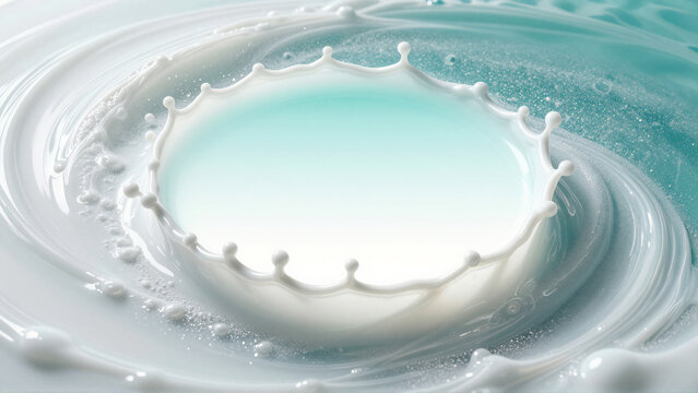 Splash of milk creating a crown and ripples