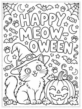 happy halloween coloring sheet printable for kids - coloring pages