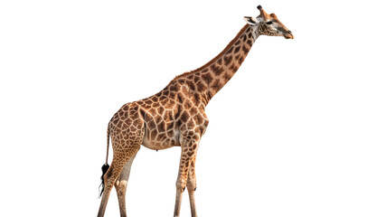 Wild giraffe standing tall animal african savanna wildlife safari creature isolated on transparent background © Rosie Rogers