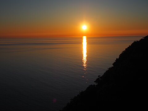 オホーツク海に沈む夕陽