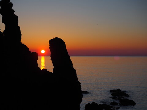 オホーツク海に沈む夕陽