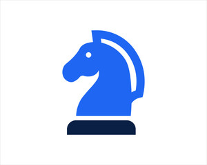 Blue chess knight icon on a white background a simple and editable vector illustration for game design © PixemIn