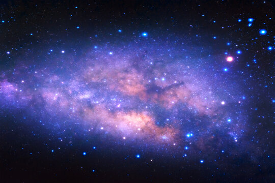 Night sky space background, Starry universe in dark blue sky, Milky way galaxy with stardust field in deep universe