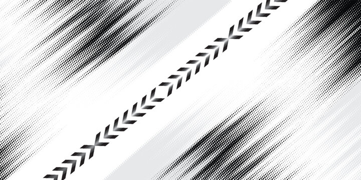 Tire tracks black and white background, wheel textures, tire tracks - auto racing, illustration
