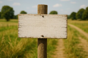 Fototapeta premium Blank wooden signpost in nature.