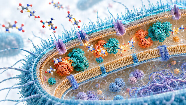 ESBL Antibiotic Resistance in Gram Negative Bacteria, 3D Illustration of Beta Lactamase Enzyme Activity