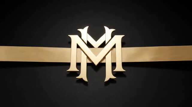 Golden Ribbon Tying into Elegant Monogram Logo Reveal