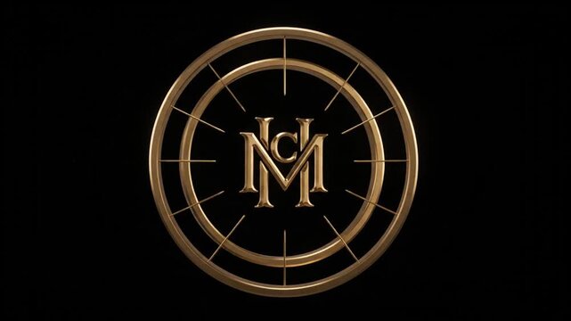 Golden Interlocking Rings Spinning Logo Animation with Monogram 'M' Reveal on Black Background