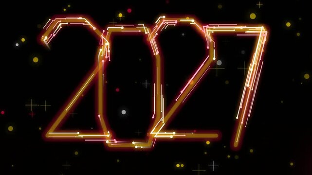Glowing digital 2027 new year celebration design